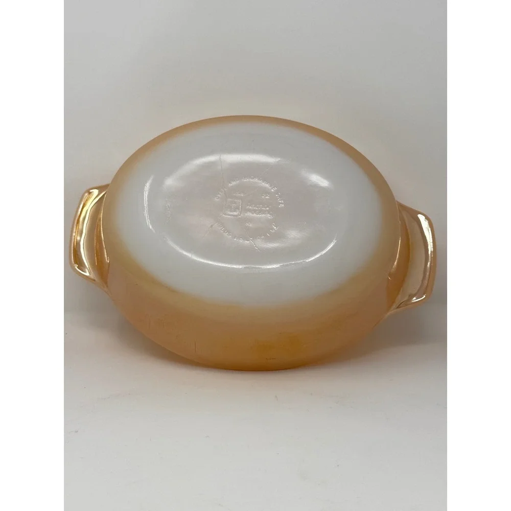 Vintage Fire King Peach Luster Oval Au Gratin Casserole Dish‎ Anchor Hocking